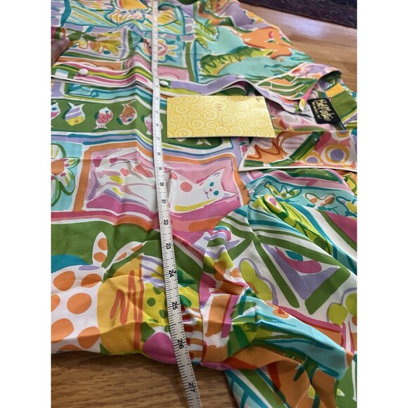 NWT Bob Mackie Multicolored 100% Silk Short Sleeve Button Down Blouse Size 2X - Picture 9 of 9